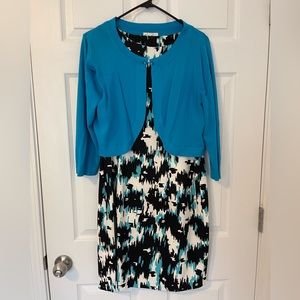 Kim Rogers Sheath Dress with Sweater Size 14